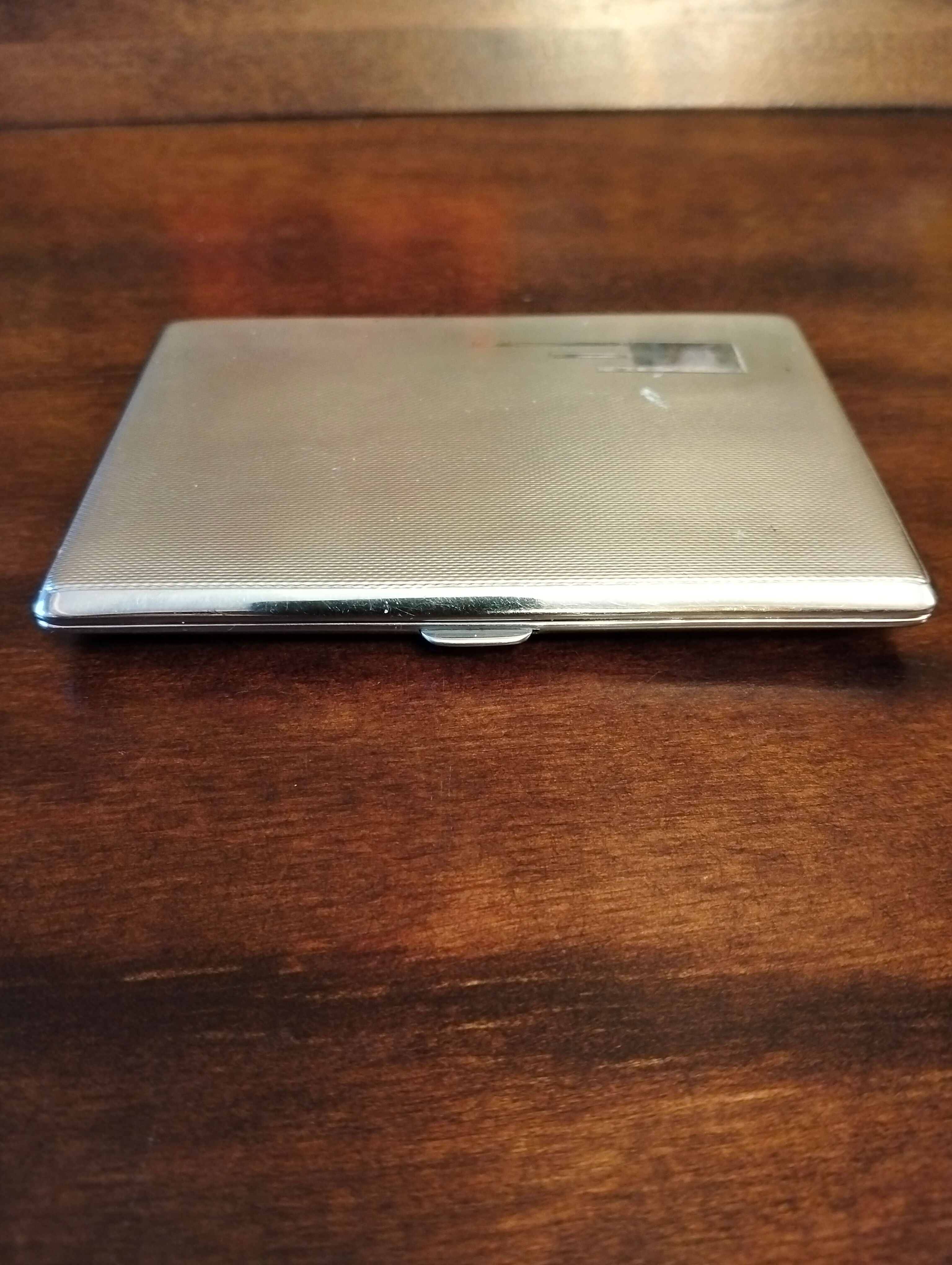 Vintage Art Deco silvered cigar case or card case with gilt interior