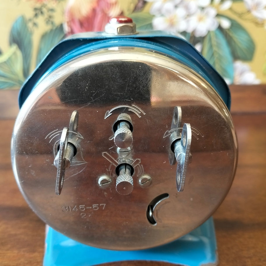 Vintage Blue Mechanical Alarm Clock – 4 Jewels – Retro Bedside Clock fully works