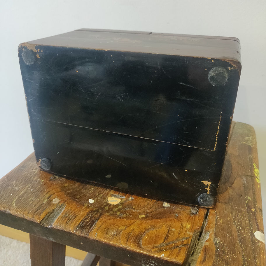 Vintage May be older Chinese laquered tea caddy with rare original key