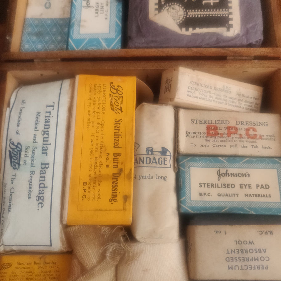 Vintage 1950s boots the chemist home first aid kit in original box with contents