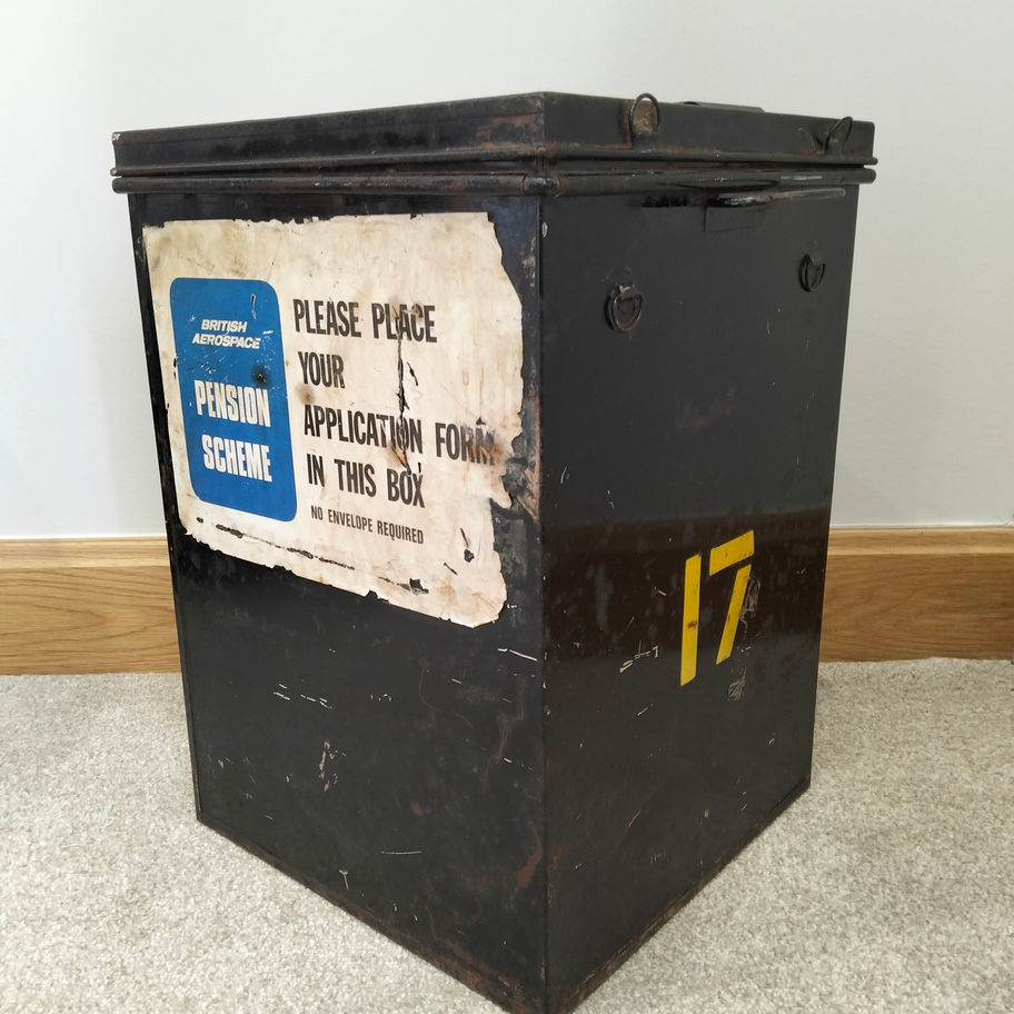 Vintage British Aerospace Pension Scheme Industrial Metal Application Box No. 17
