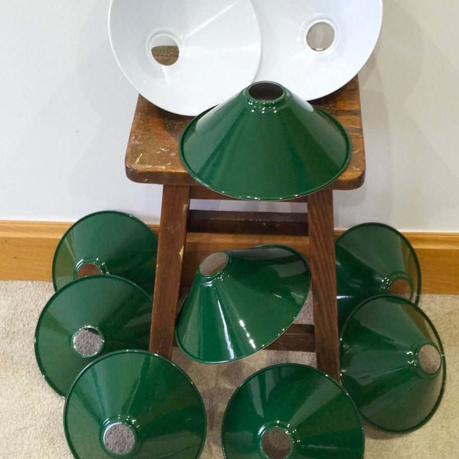 Vintage Industrial style Green Enamel Pendant Light Shades set of 10 or single