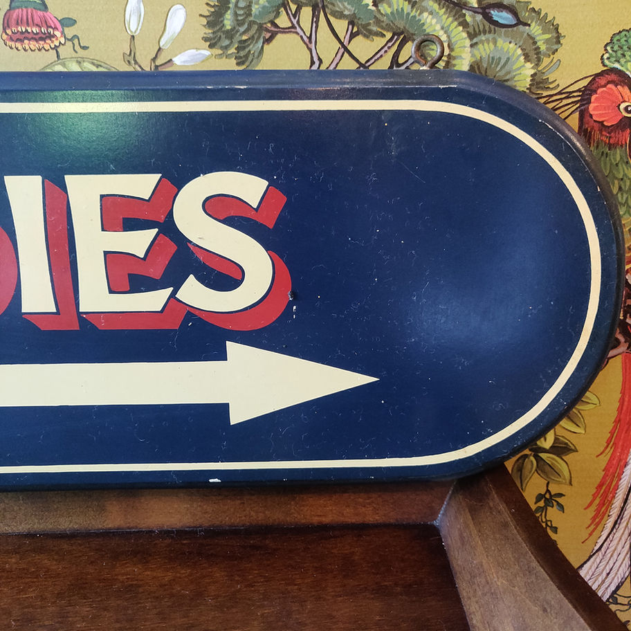 Vintage hand painted wooden toilet sign ladies very quirky and original!