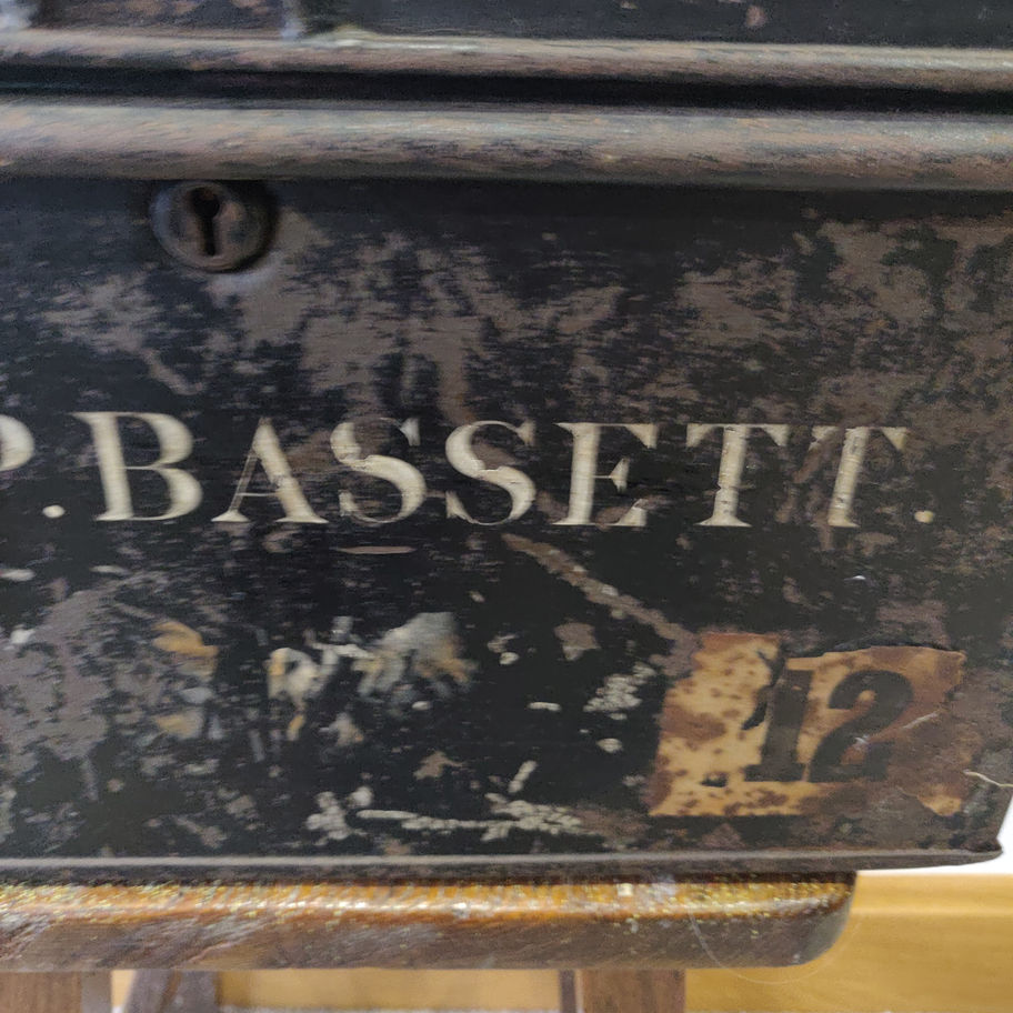 Antique Victorian late 19th or early 20th century metal 2 side handles deed box