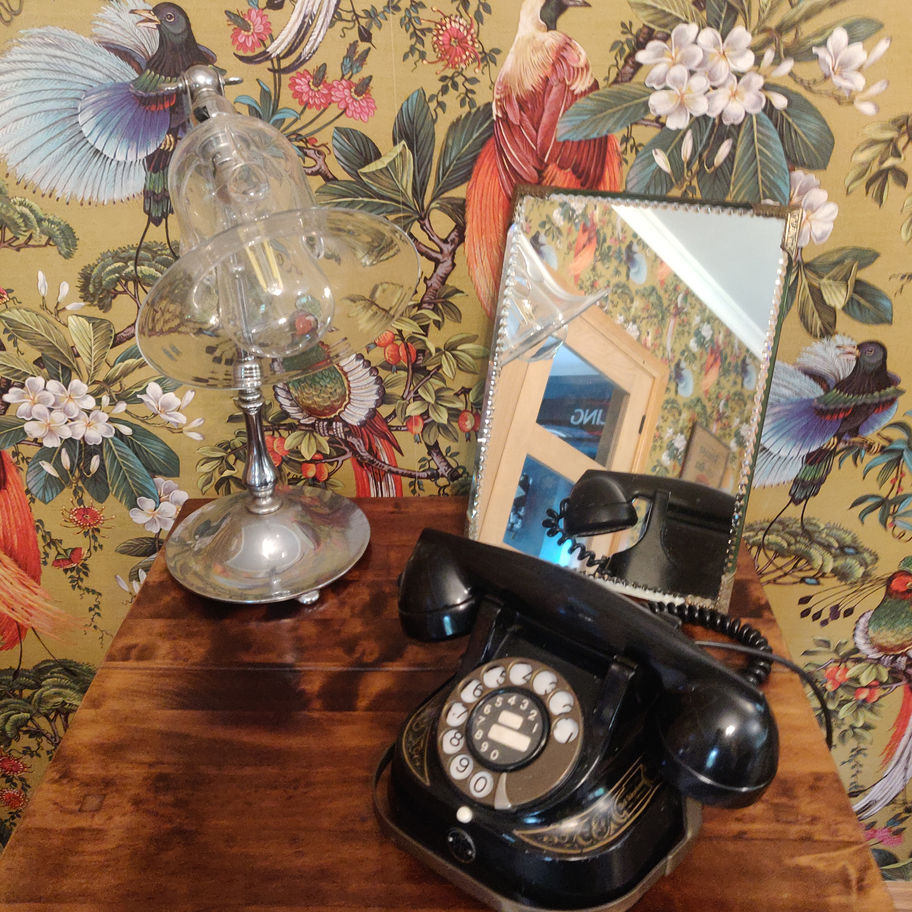 vintage bakerlite rotary phone on desk