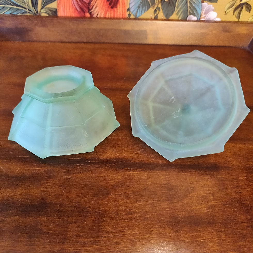 縮圖：Antique art deco 1920s uranium glass dressing table jar incredible condition