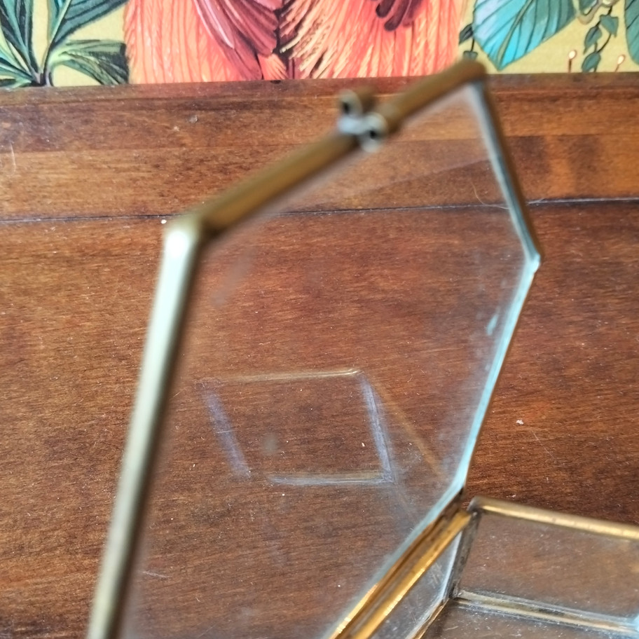 Vintage Hexagonal Brass & Glass Trinket Box