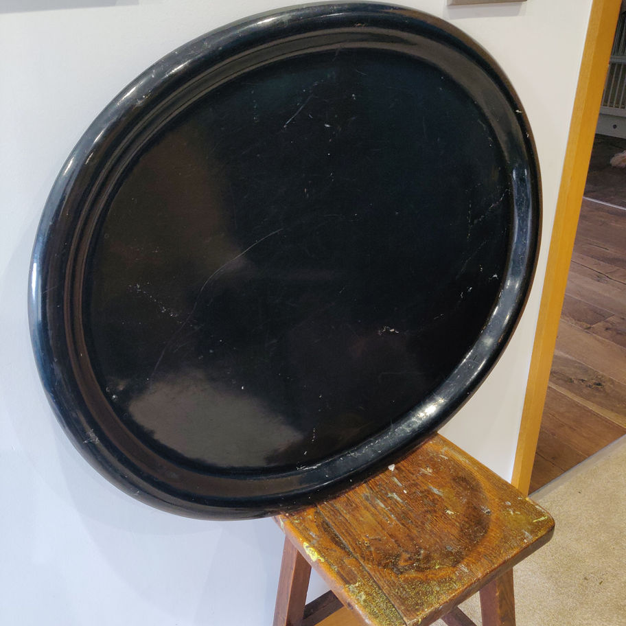 Antique Victorian late 19th century very large oval toleware/ enamel? Tray