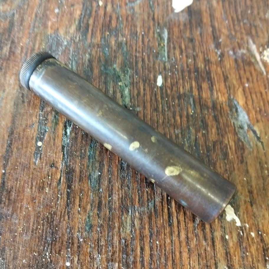 Antique Brass Cylinder Tube with Screw Cap Possible Scientific Apothecary