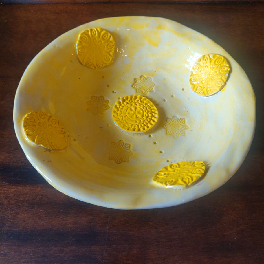 Vintage studio pottery bowl or dish hand made and glazed probably European ?