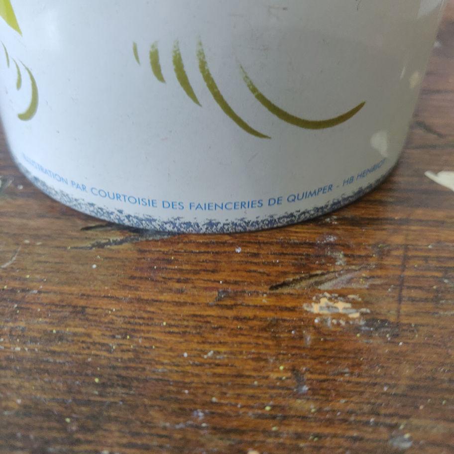 Vintage French massilly Herriot Quimper highly decorated biscuit tin