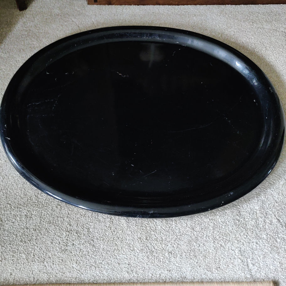 Antique Victorian late 19th century very large oval toleware/ enamel? Tray