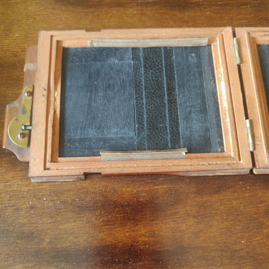 Antique late 19th century Victorian mahogany half plate photo slide holder