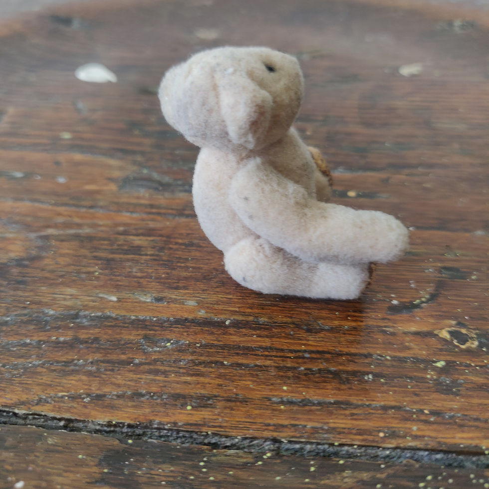 Thumbnail: Vintage miniature mohair hand stitched bear with the cutest face