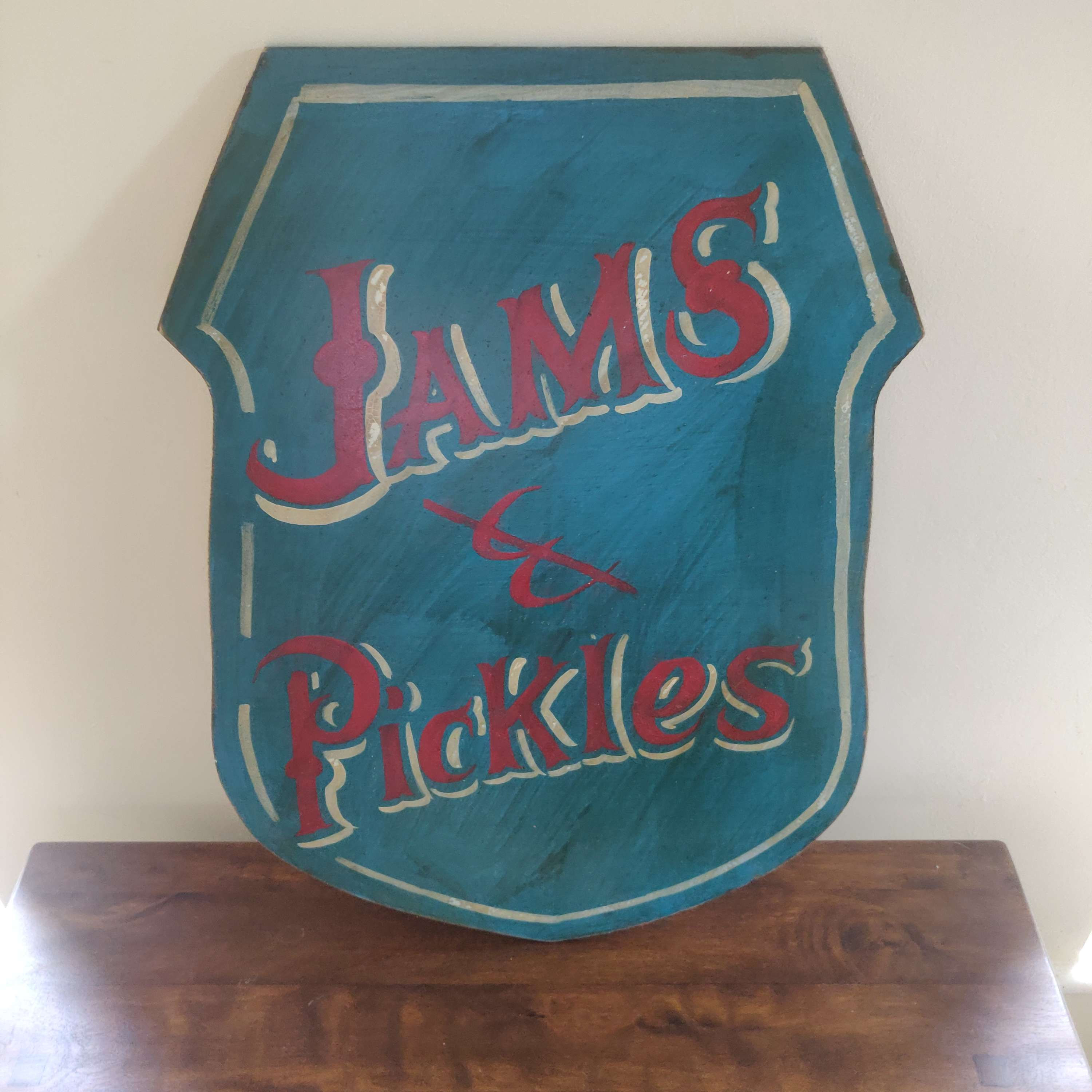 Vintage style hand painted jams & pickles sign original one off hand painted