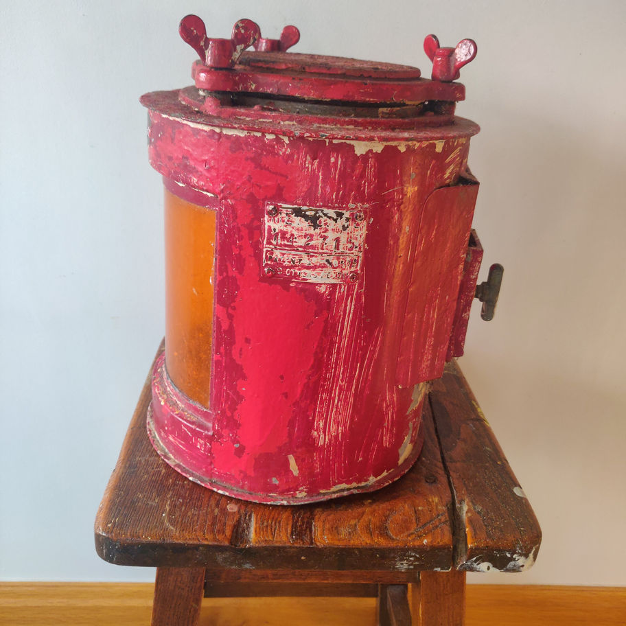 Antique Victorian late 19th century heavy cast metal ships towing lamp amazing!