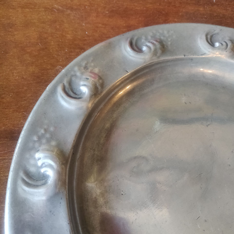Antique early 20th century art nouveau pewter tray hand beaten stunning!