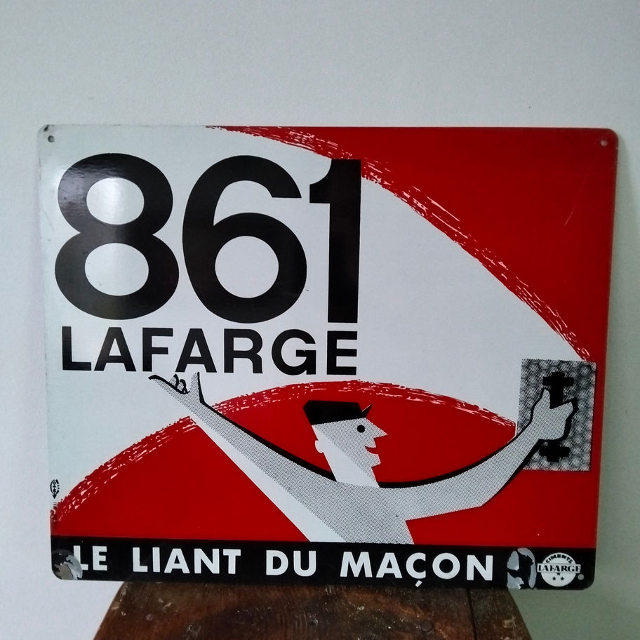 Vintage Lafarge metal Advertising Sign – “861 Lafarge – Le Liant du Maçon”