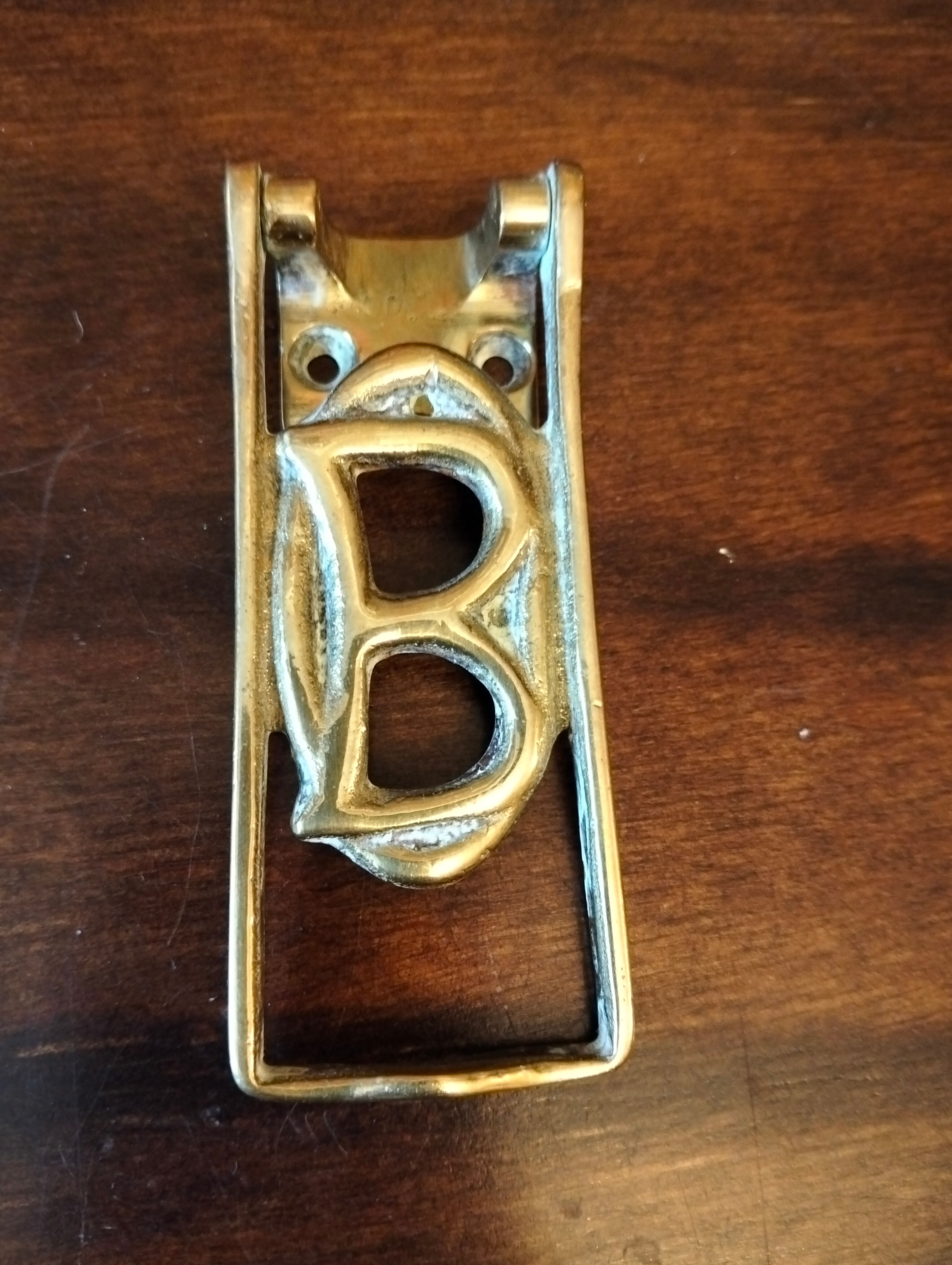 Vintage Solid Brass Door Knocker – Letter “B” art nouveau style