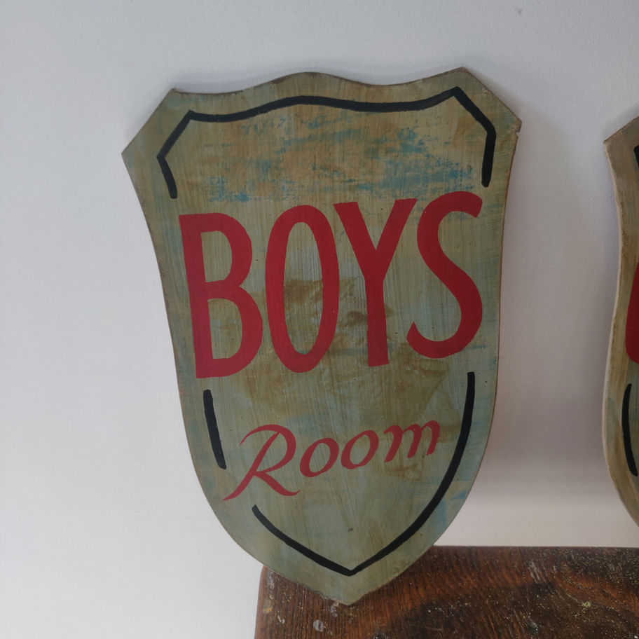 Vintage style girls / boys hand made and painted on wooden shield signs !!!