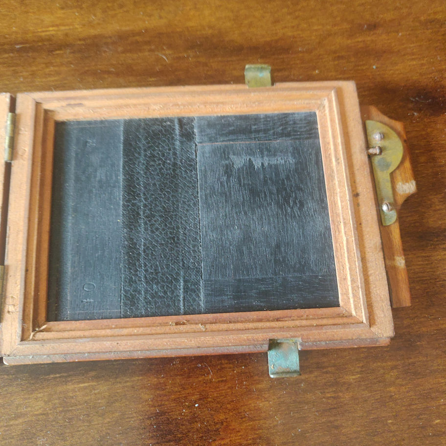 Antique late 19th century Victorian mahogany half plate photo slide holder