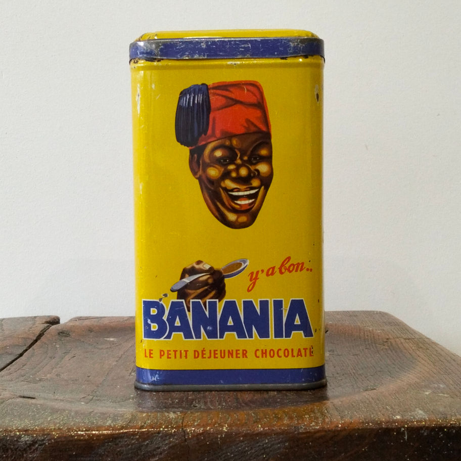 Vintage Banania French Cocoa Tin – Yellow Advertising Tin (c.1950s–1960s)
