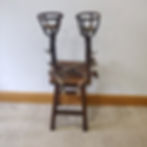 Antique early 20th century pair of firedogs or andirons unusual holders castiron