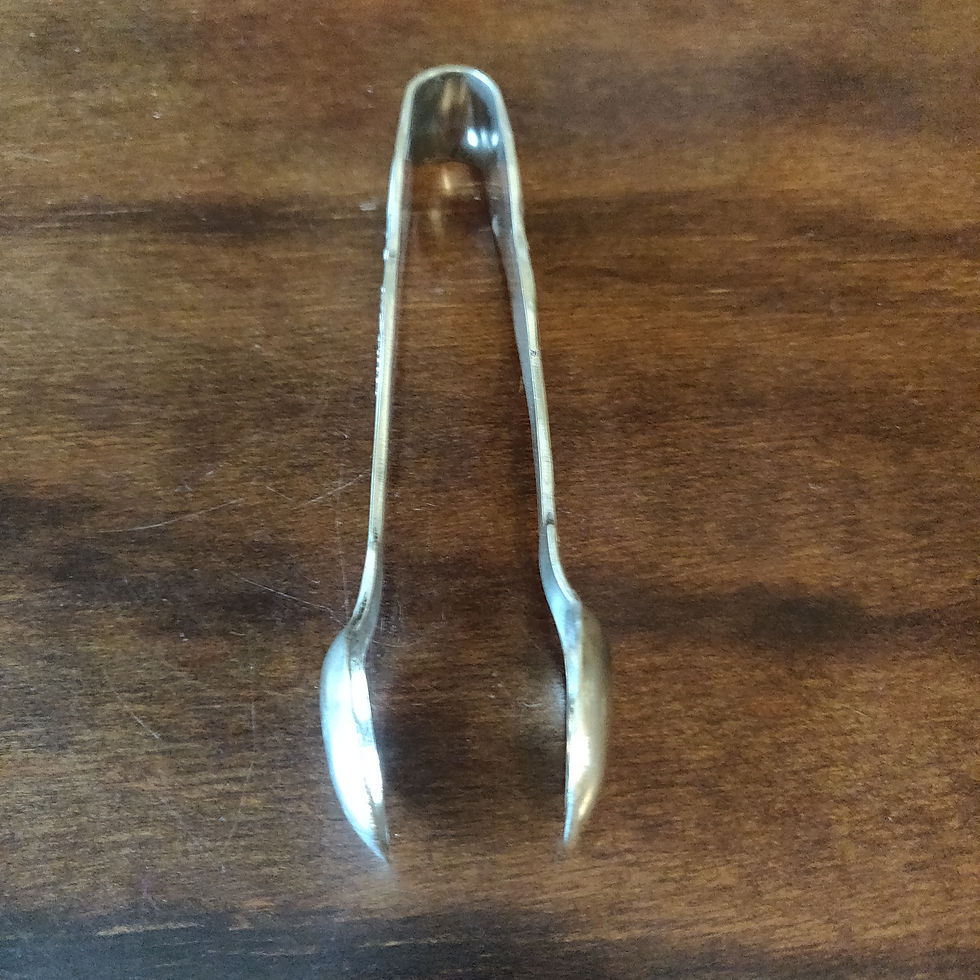 Thumbnail: Vintage silver plate ( nickel plated) sugar thongs or nips very decorative