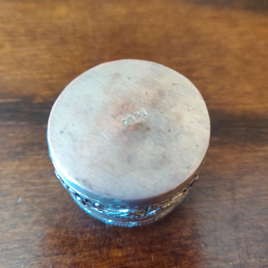 Vintage Indian possibly silver sindor or Kum Kum box used for Hindu weddings