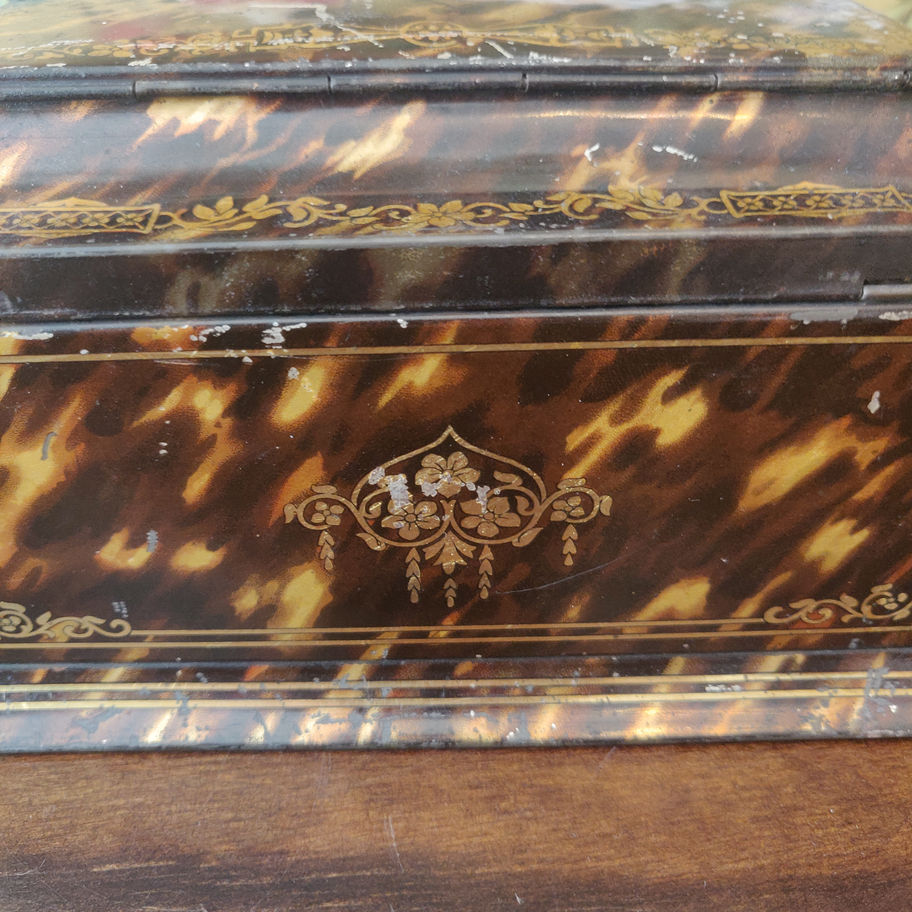 Antique early 20th century William Crawford and sons faux tortoise shell tin