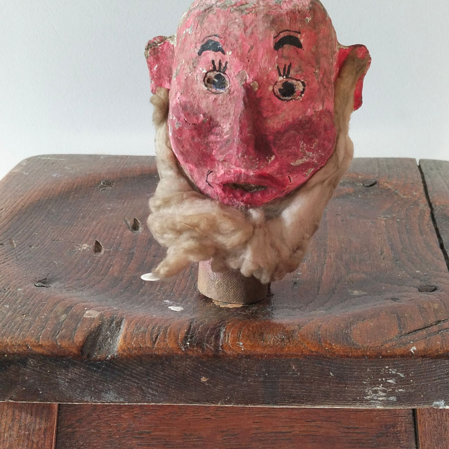 Vintage Papier-Mâché Character Heads (Pair) travelling puppet show?