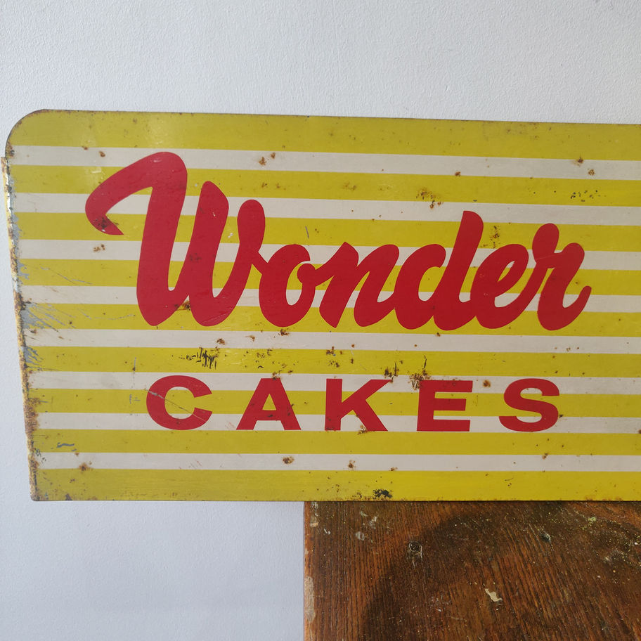 Vintage metal incredibly vibrant Wonder Cakes sign