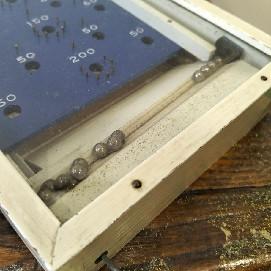 Vintage Tabletop Bagatelle Game – Wooden Pinball Style Game Board – Mid Century