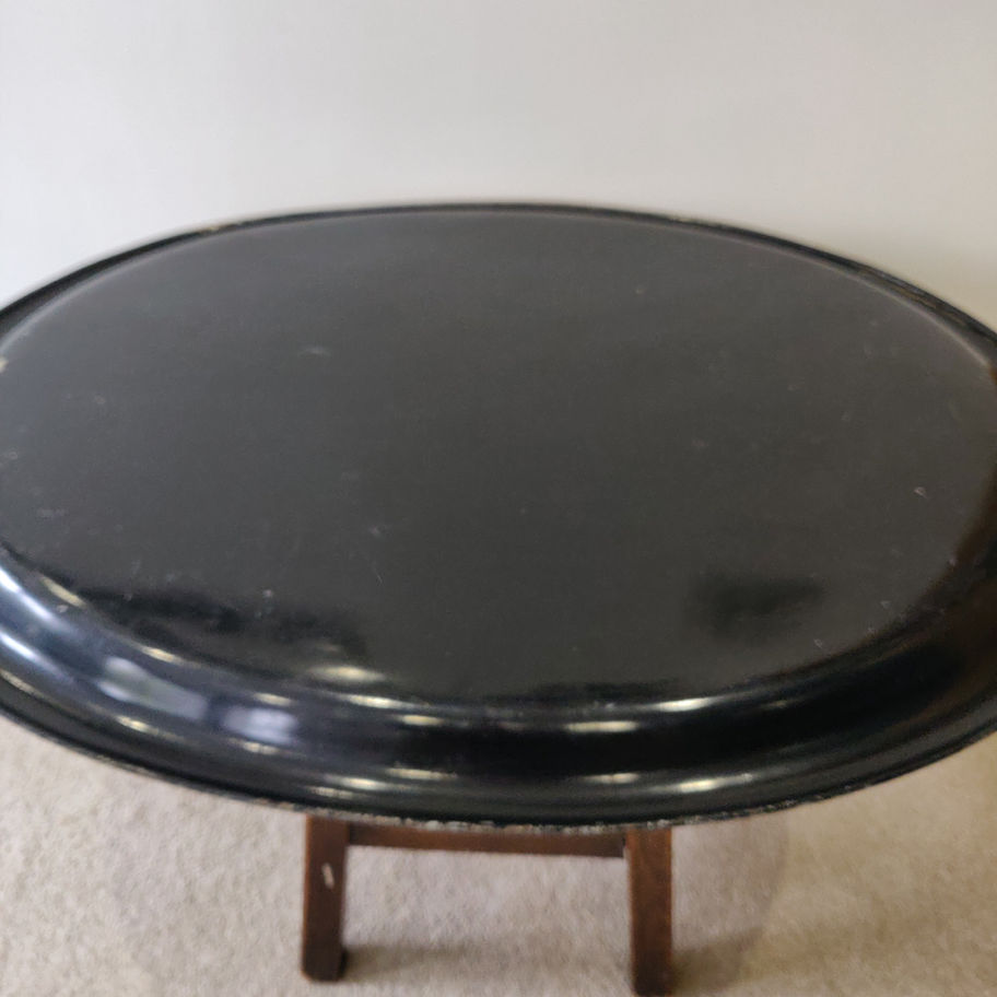 Antique Victorian late 19th century very large oval toleware/ enamel? Tray