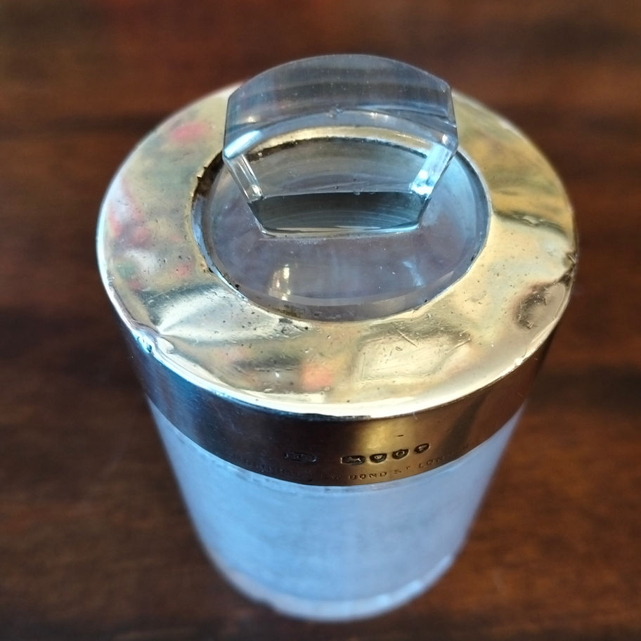 Antique Hubert Thornhill Solid Silver & Frosted Glass Vanity Jar – London 1889