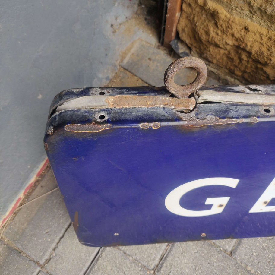 Antique Victorian probably early 1900s blue enamel gentlemen train station sign