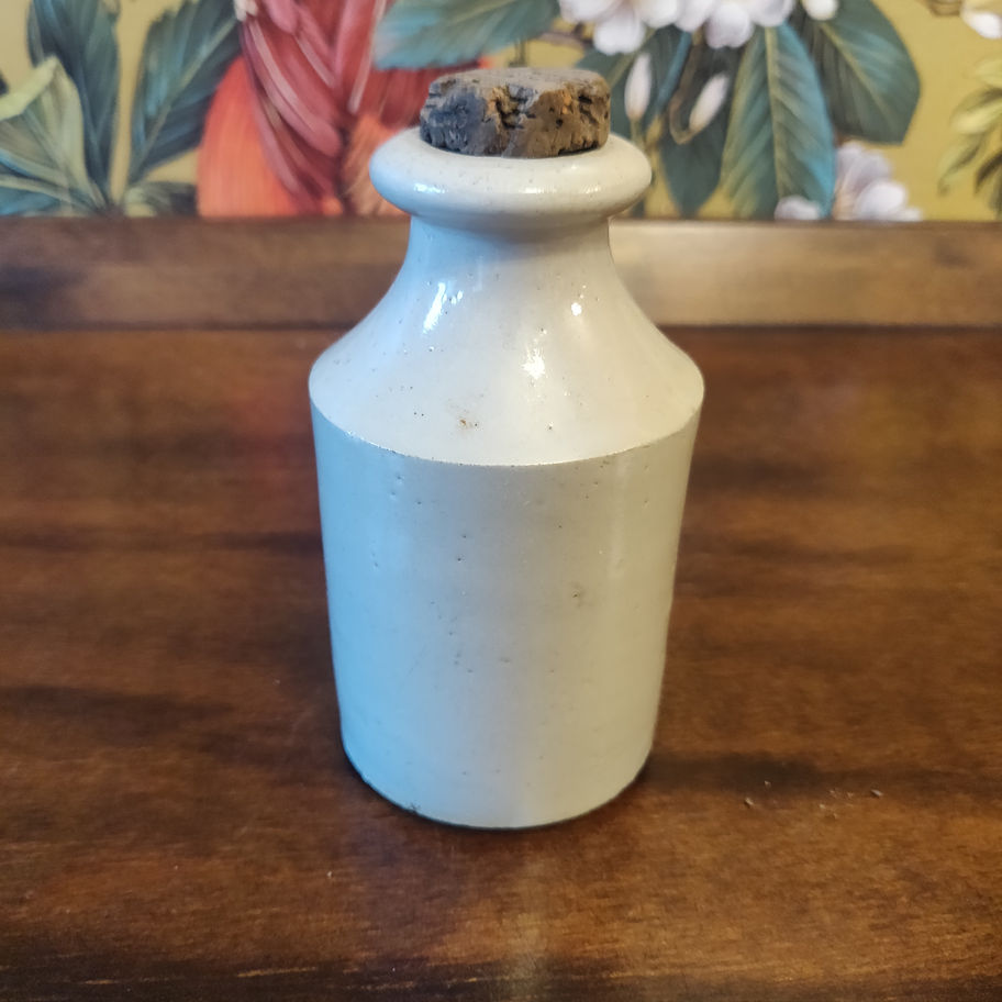 Antique Victorian late 19th century stoneware ink bottle or penny ink bottle