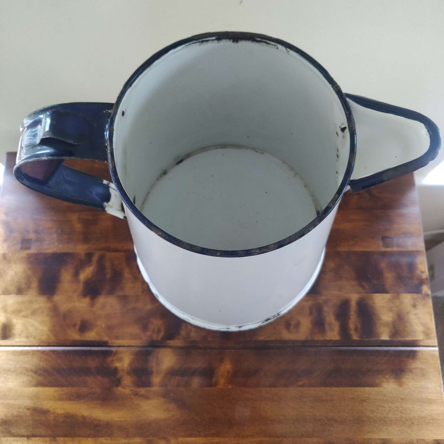 vintage enamel milk jug white