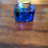 Thumbnail: Vintage may be older cobalt blue glass and brass lid desk ink well heavy item