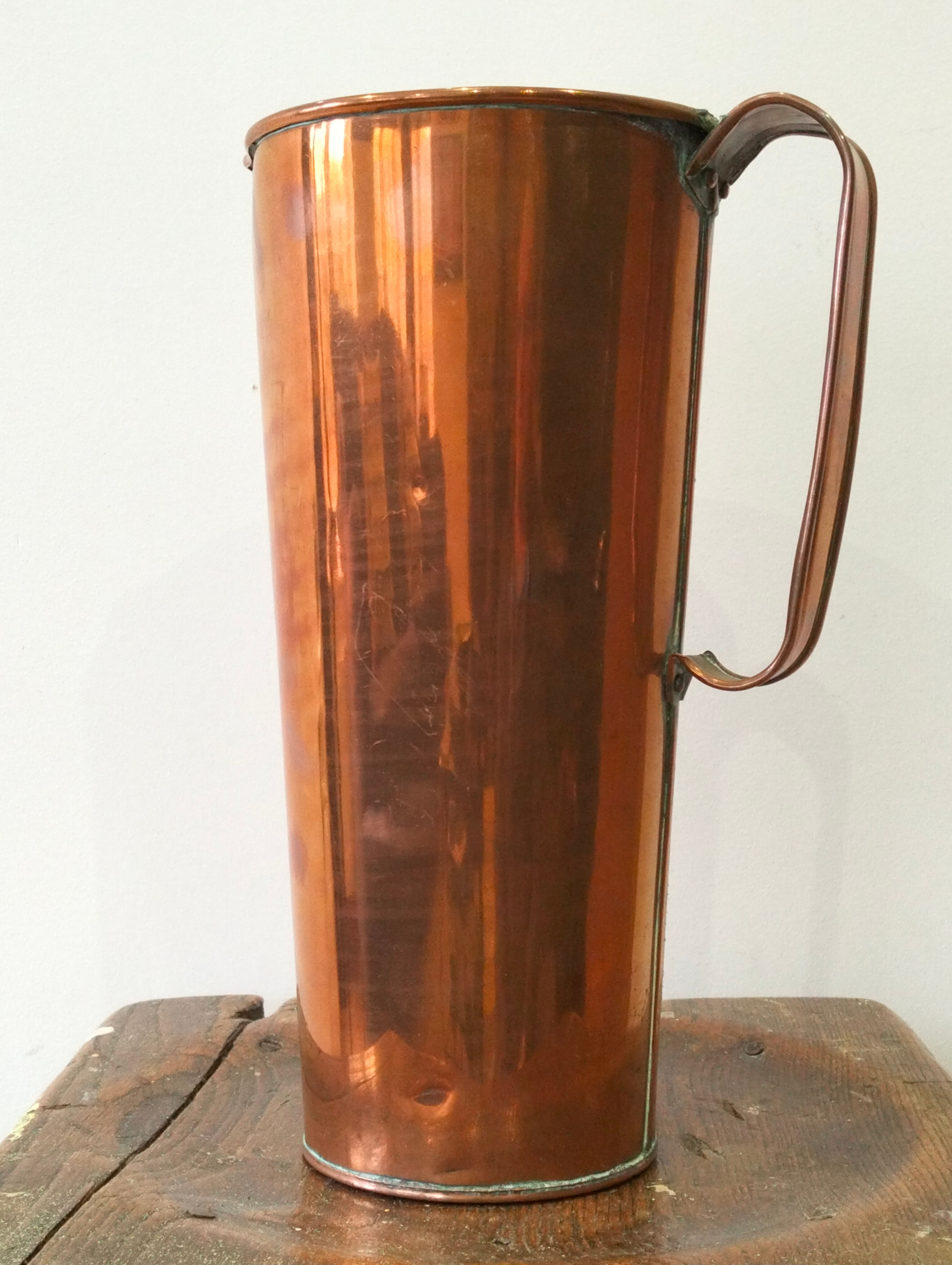 Vintage large Hammered Copper Water Jug / Kitchen Pitcher Possible British