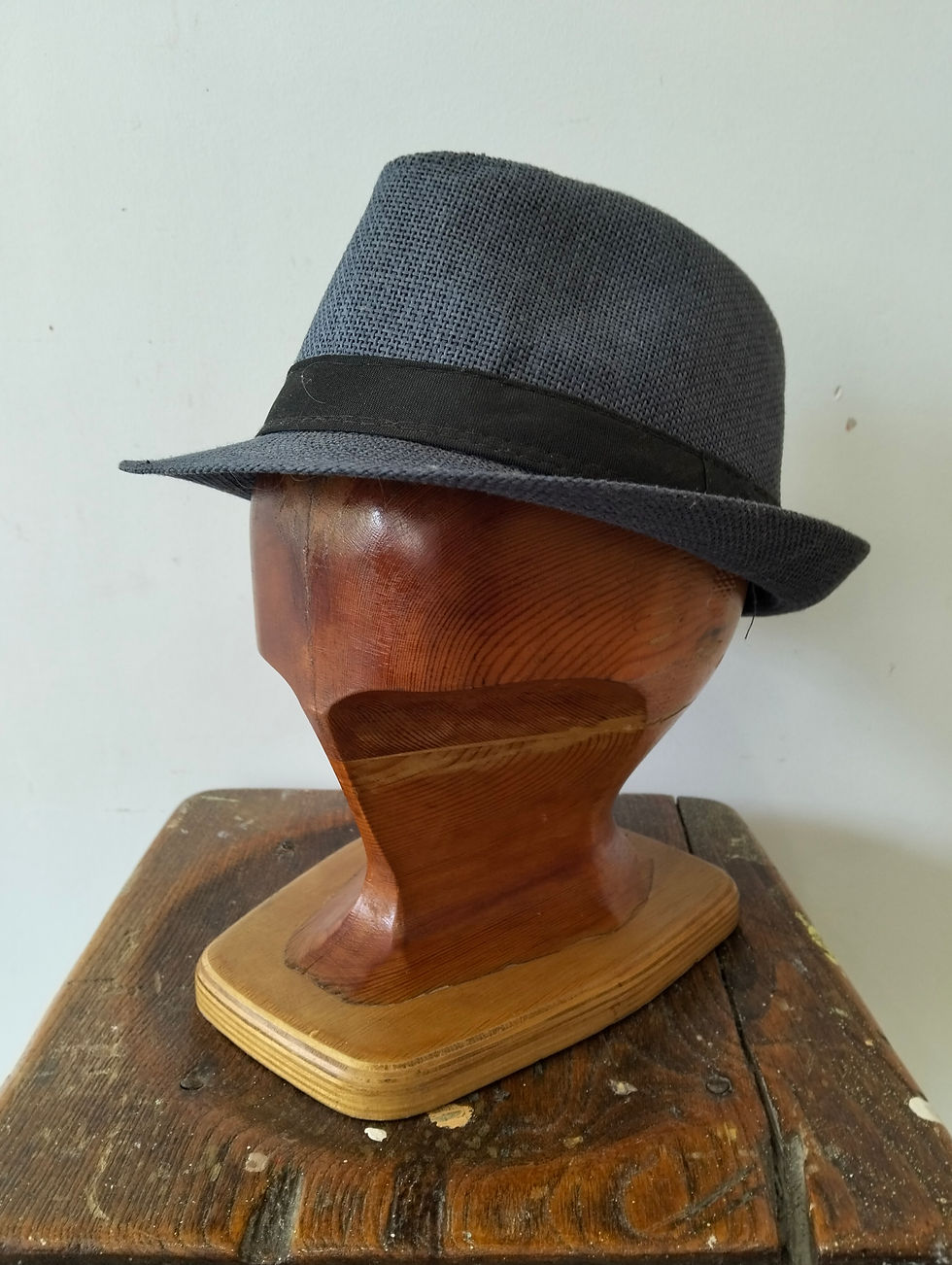 Vintage Wooden Millinery Hat Block | Decorative Hat Form on Wooden Display Base