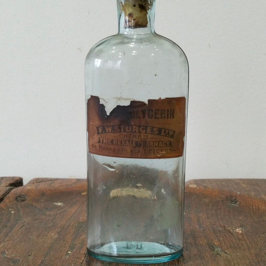 Antique Chemist Bottle – “Glycerin” – F.W. Sturges Ltd, The Rexall Pharmacy