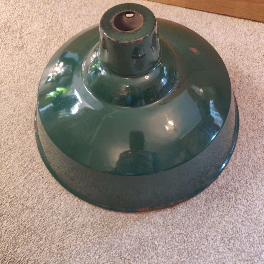 Vintage 1950s green enamel light shade