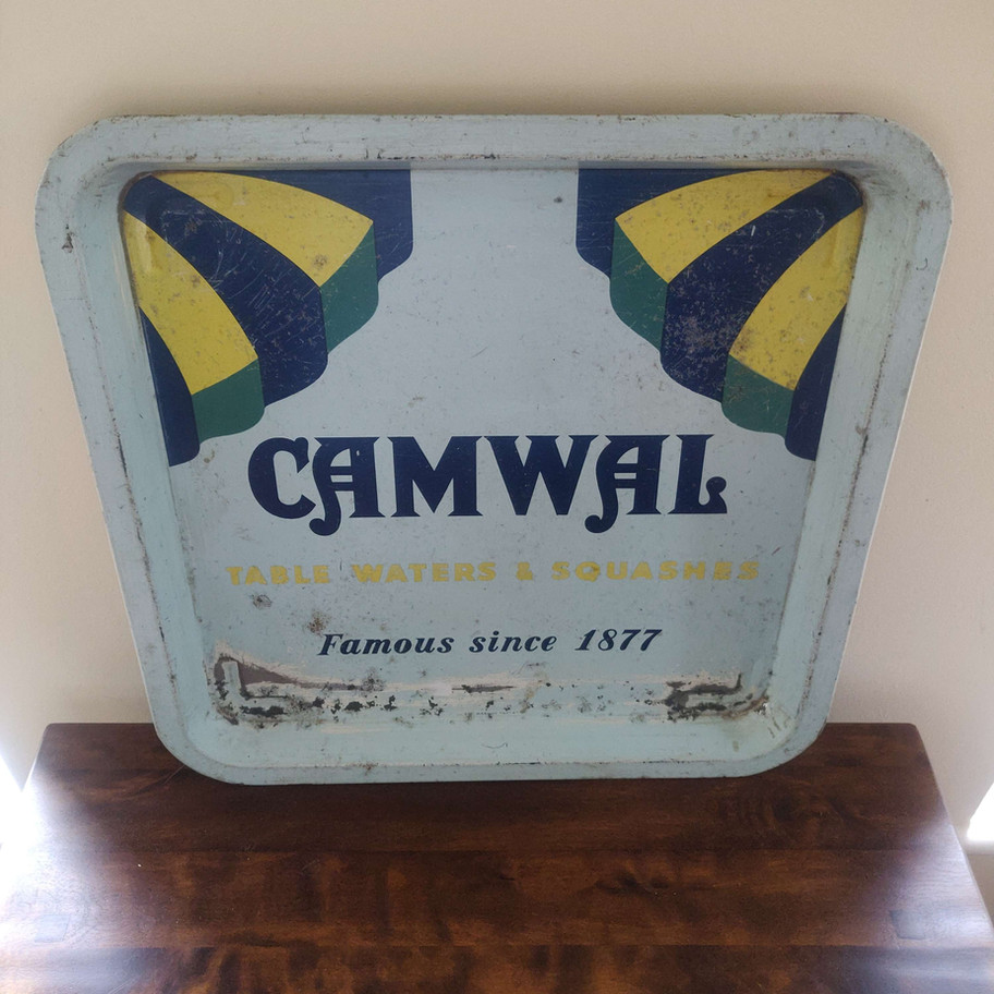 Antique/ vintage camwal table water metal tray
