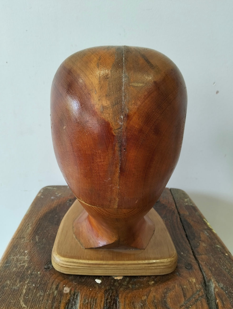 Vintage Wooden Millinery Hat Block | Decorative Hat Form on Wooden Display Base