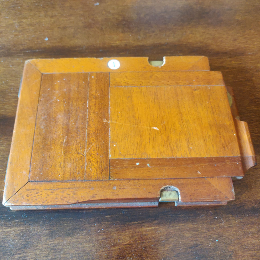 Antique late 19th century Victorian mahogany half plate photo slide holder