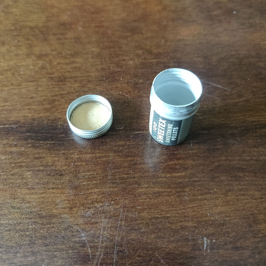 Vintage mid century sweetex small aluminium container