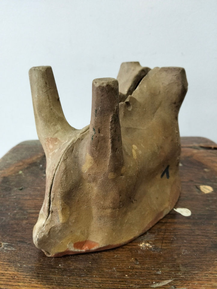 Antique French Alsatian Terracotta Lamb Cake Mould Two-Part Lammele Easter Mould