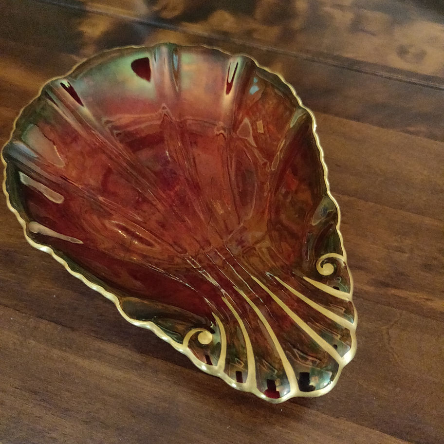 Vintage early 20th century Carlton Ware rouge Royal ceramic art deco pin dish