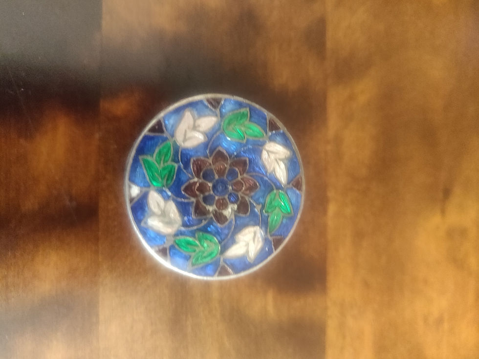 Vintage Continental (silver?) pill box with stunning enamel lid
